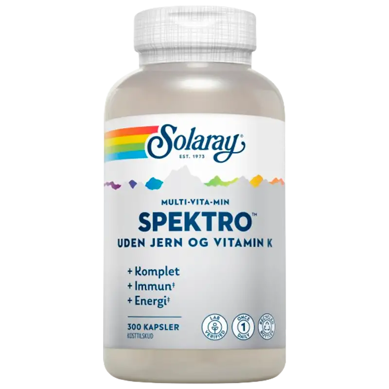 Solaray Spektro Multi-Vita-Min uden jern og vitamin K (300 kapsler)