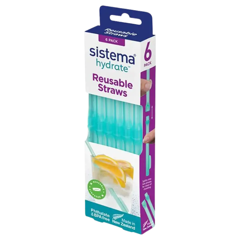 Sistema Genanvendelige Sugerør Blå 6 Pack (1 stk)