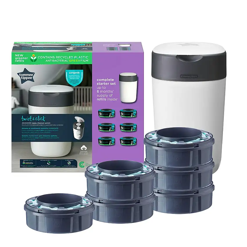 Tommee Tippee Sangenic Twist&Click White + Refills 1 pcs + 6 stk