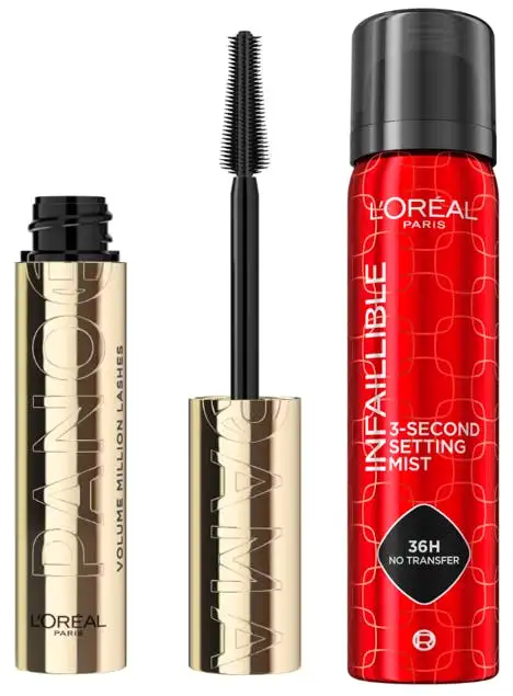 L'Oréal Paris Volume Million Lashes Panorama Mascara Black & Infaillible 3-Second Setting Mist 9,9 ml + 75 ml