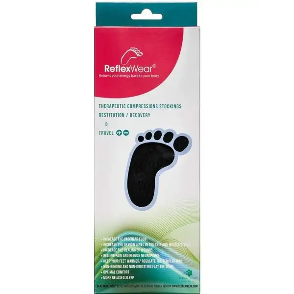 REFLEXWEAR KOMPRESSIONS- OG REJSESTRØMPE (XL/SORT)