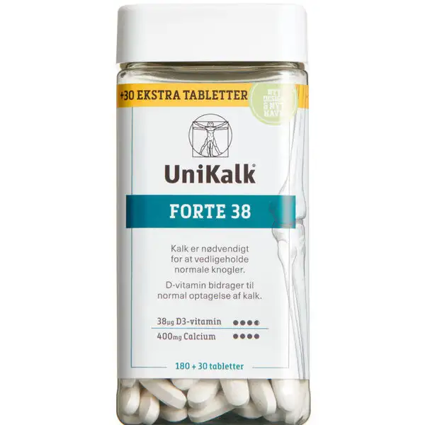 UNIKALK 38 MIKROGRAM D-VITAMIN (210 STK)