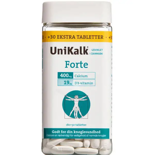 UNIKALK FORTE TABLETTER (180+30 STK.)
