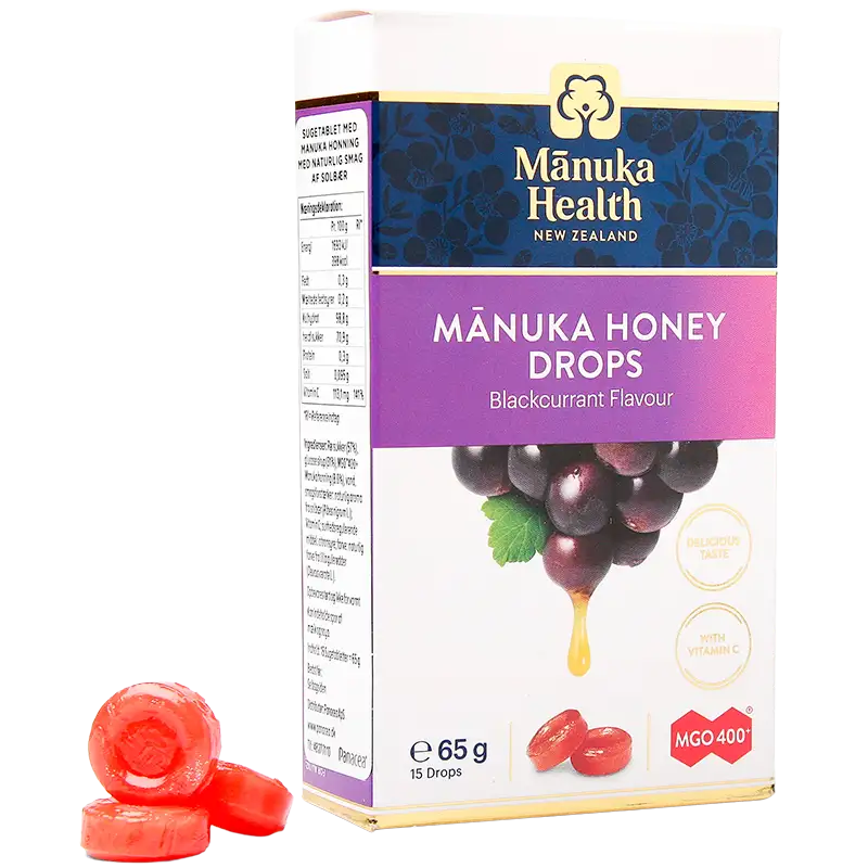 Manuka Health MGO 400+ Manuka Honey Drops Solbær (15 stk)