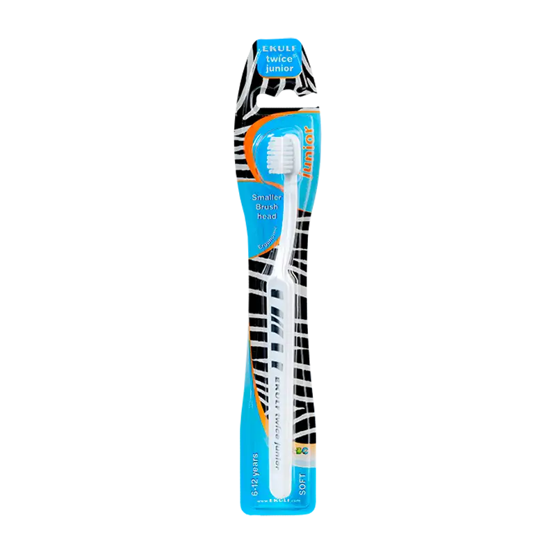 Ekulf Twice Junior Tandbørste 6-12 År Ass. Farve(1 stk)