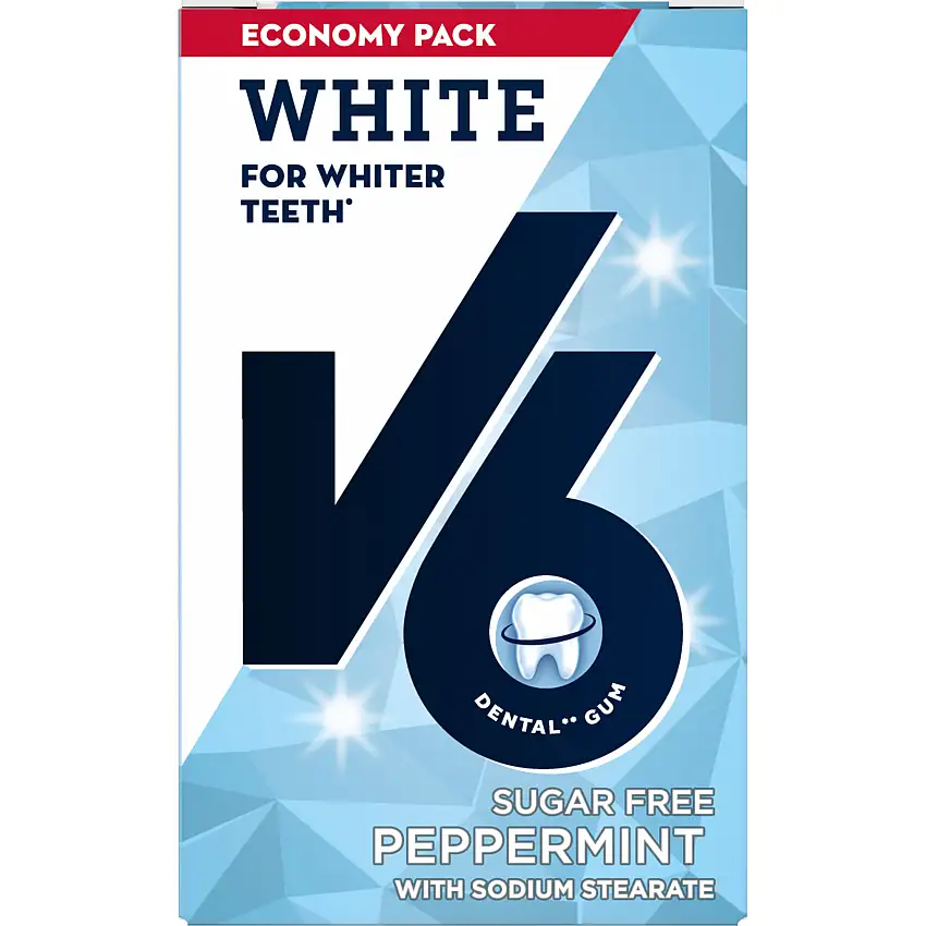 V6 Tyggegummi White Peppermint 72 g