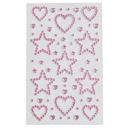 SOHO Hearts & Stars Selvklæbende Ansigtsrhinsten til ansigt, makeup, negle, krop, håndværk - Pink (U)