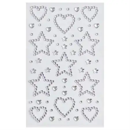 SOHO Hearts & Stars Selvklæbende Ansigtsrhinsten til ansigt, makeup, negle, krop, håndværk - Sølv (U)