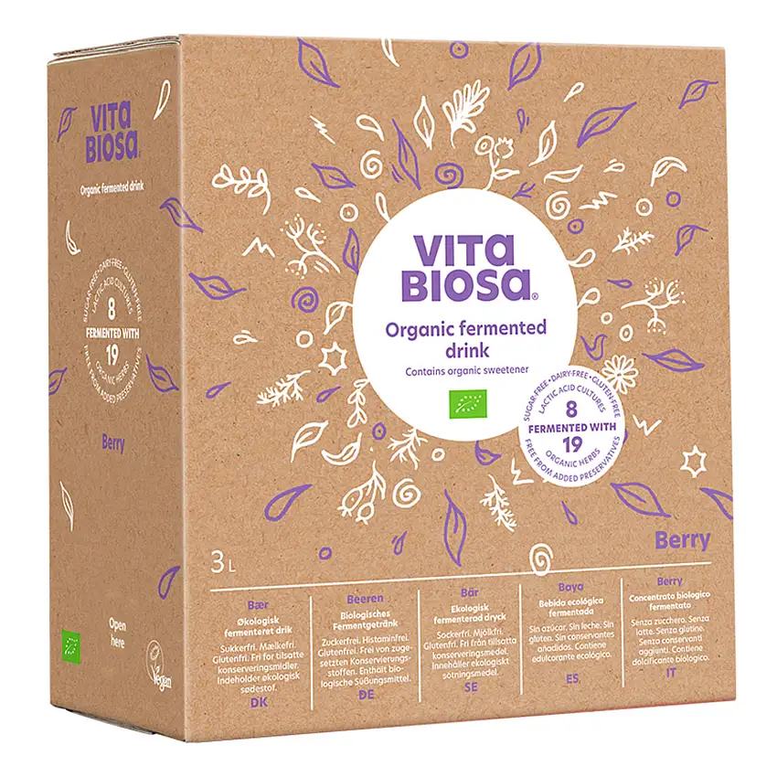 Vita Biosa Fermenteret Drik med Mælkesyrebakterier Bær Ø 3 l