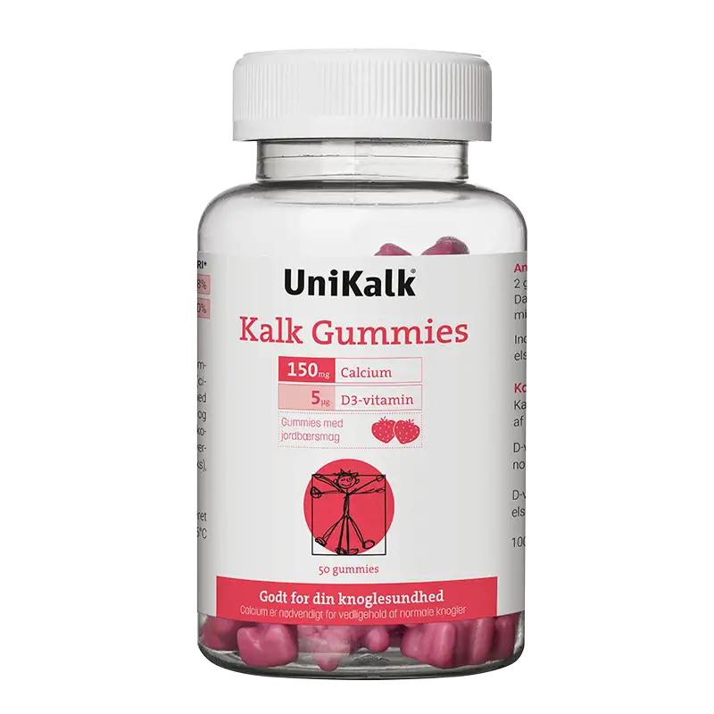 Unikalk Kalk Gummies Jordbær (50 stk)
