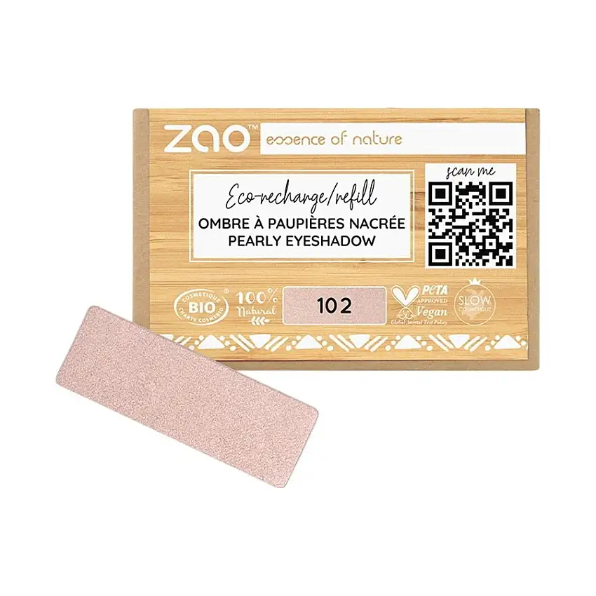 Zao Eyeshadow & Primer Refill Rectangular Eyeshadow 102 Pinky Beige / 1,3 g
