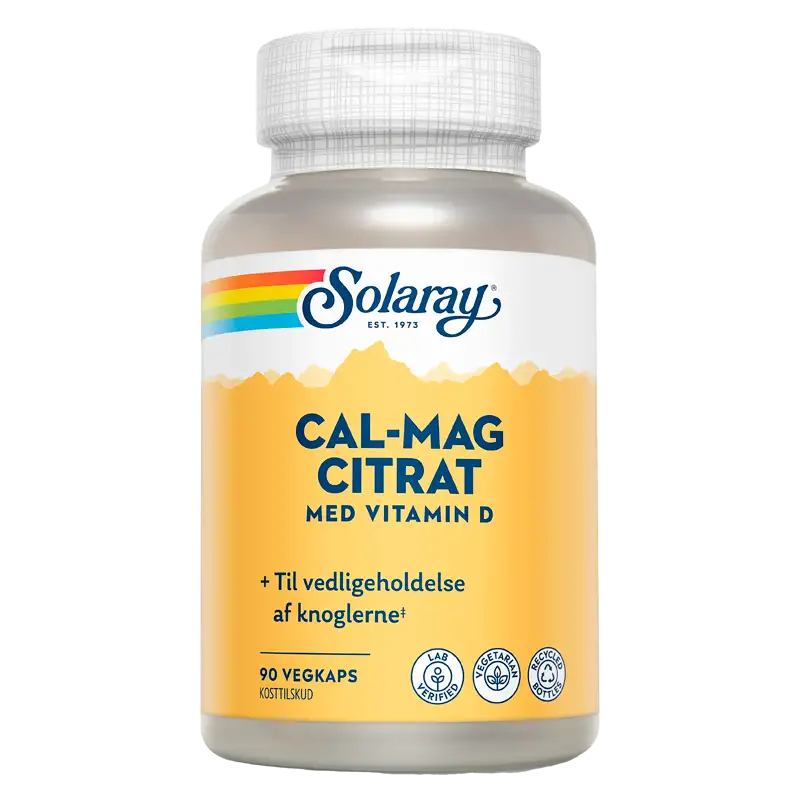 Solaray Cal-Mag Citrat med D-vitamin (90 kapsler)