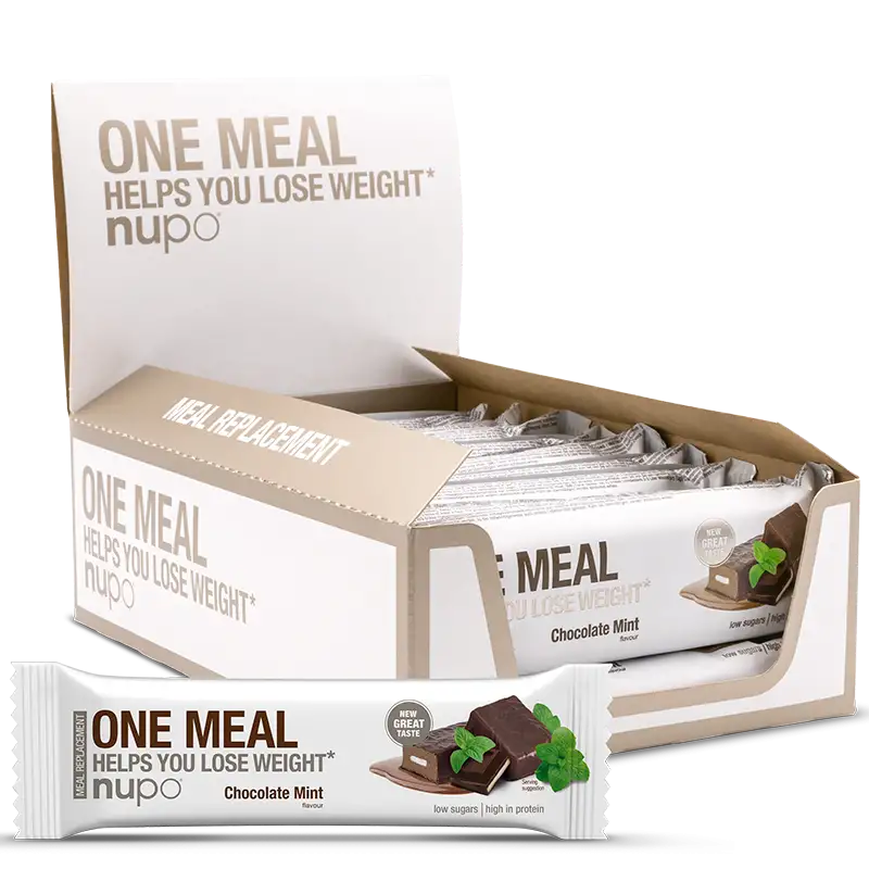 Nupo One Meal Bar Chocolate Mint - Kasse M. 12 stk (1 kasse)