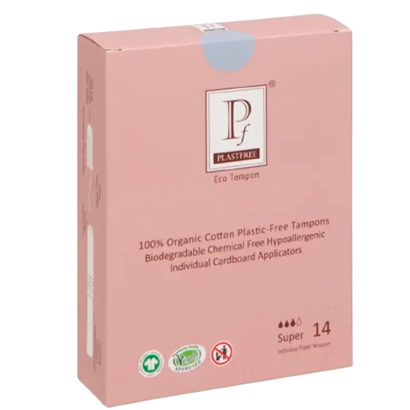 Plastfree 100% Organic Cotton Cardboard Applicator Super Tampons (14 stk)