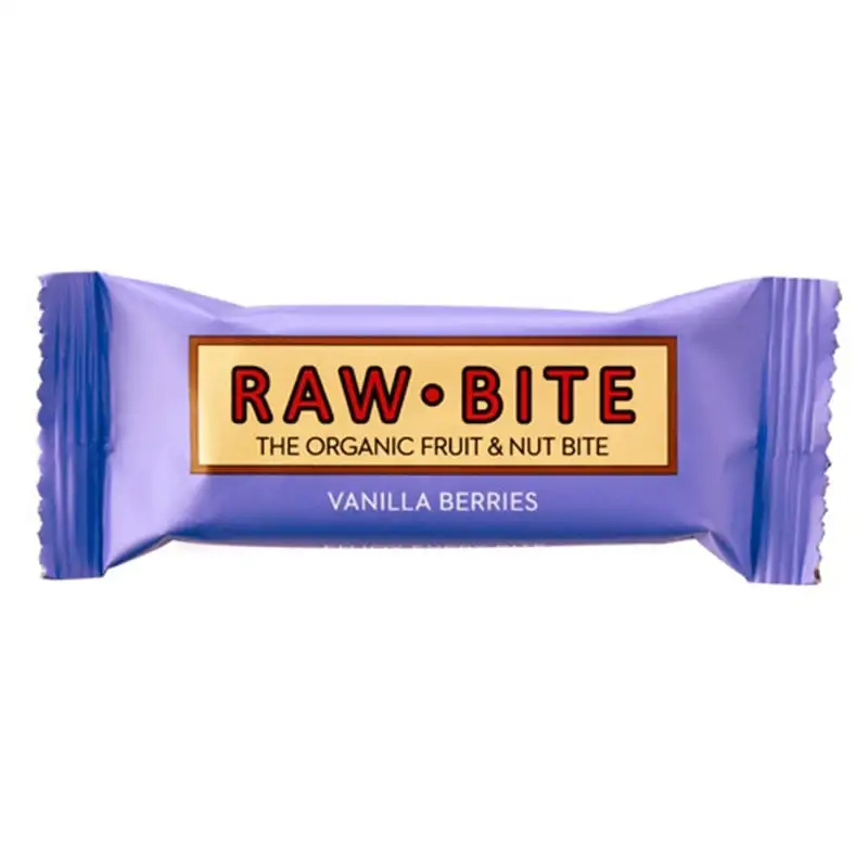 Rawbite Vanilla Berries - Laktose- og glutenfri frugt- og nøddebar Ø (50 gr)