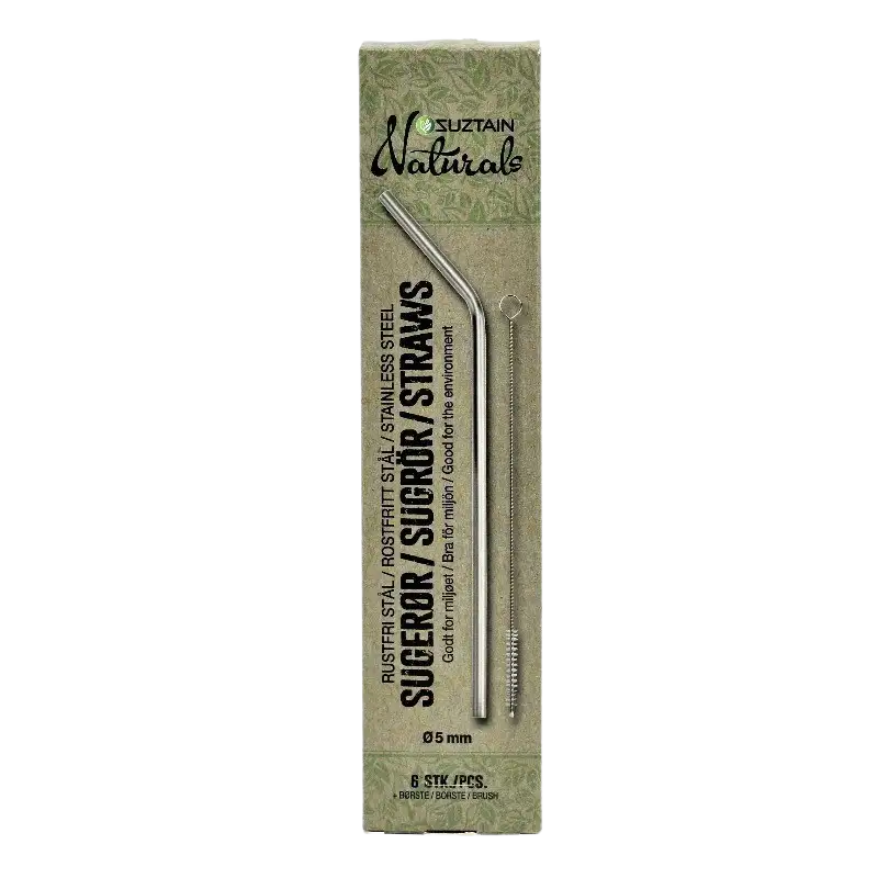 Suztain Sugerør Rustfrit Stål 5 mm (6 stk.)