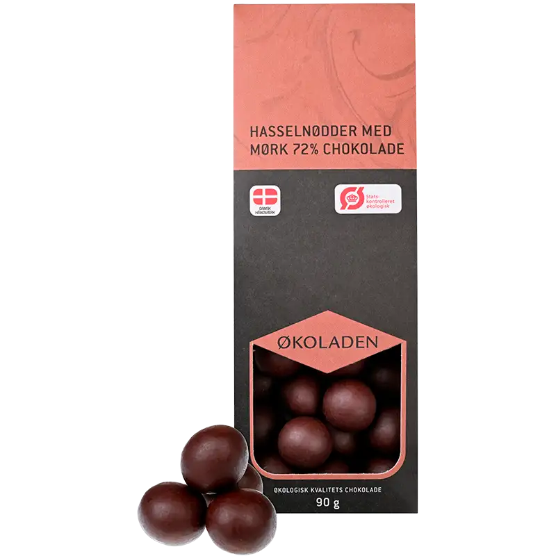 Økoladen Hasselnødder Mørk 72% Chokolade Ø (90 g)
