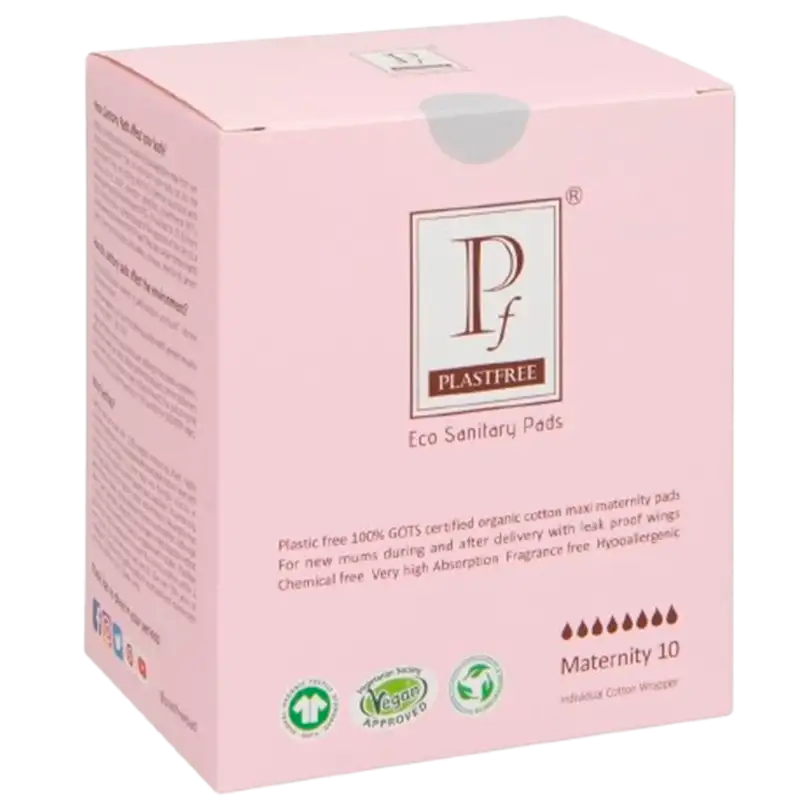 Plastfree 100% Organic Cotton & Plastic-free Maternity Pads (10 stk)