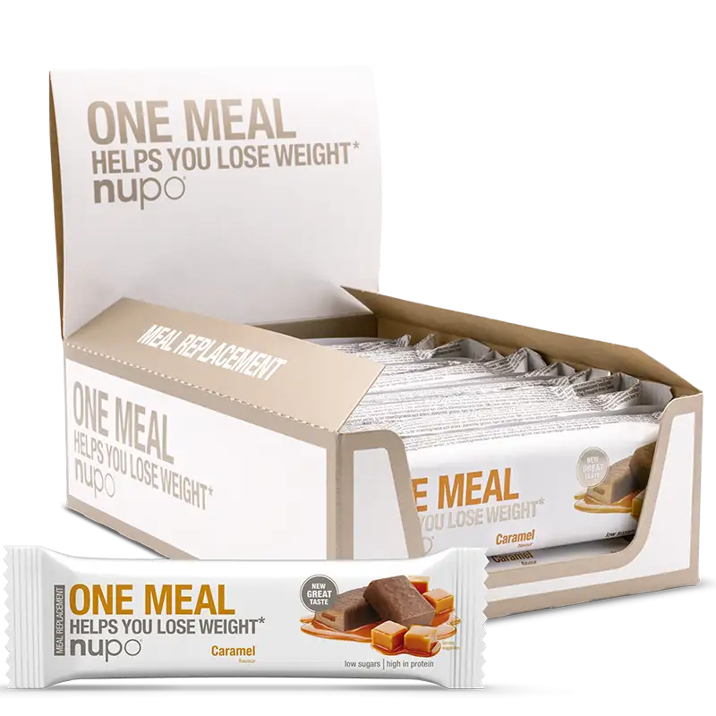 Nupo One Meal Bar Caramel - Kasse M. 12 stk (1 kasse)