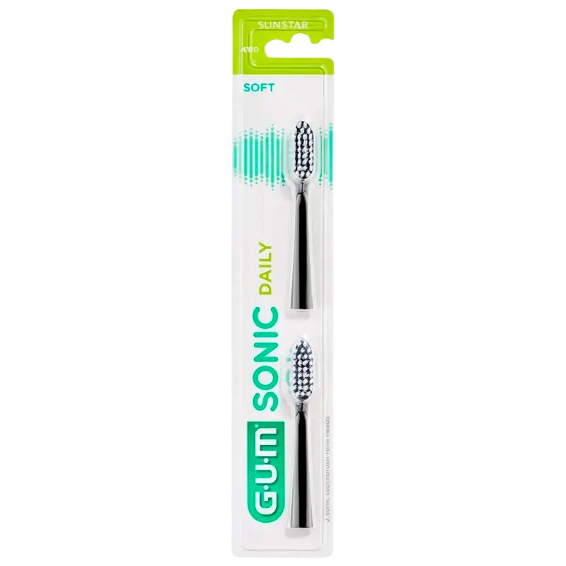 GUM Refill Sonic Sort Børstehoveder (2 stk)