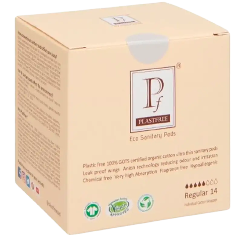 Plastfree 100% Organic Cotton & Plastic-free Regular Pads (14 stk)