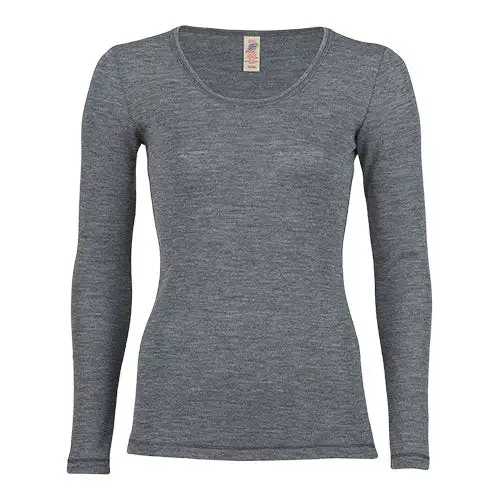 Langærmet Bluse, Ren Uld, Slate | Str. 42/44