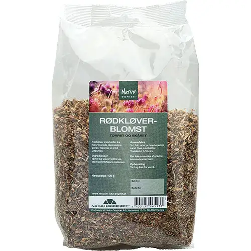 Rødkløverblomst. Tørret og skåret.