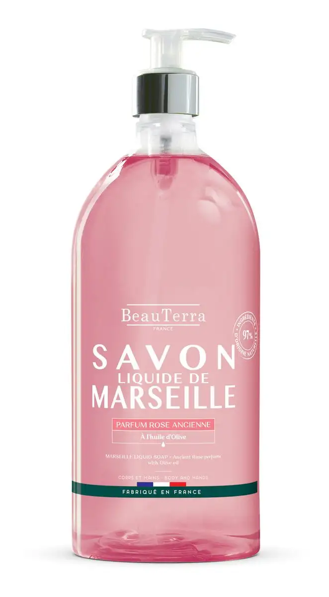 BeauTerra Marseille Liquid Soap Ancient Rose - 1000 ml.