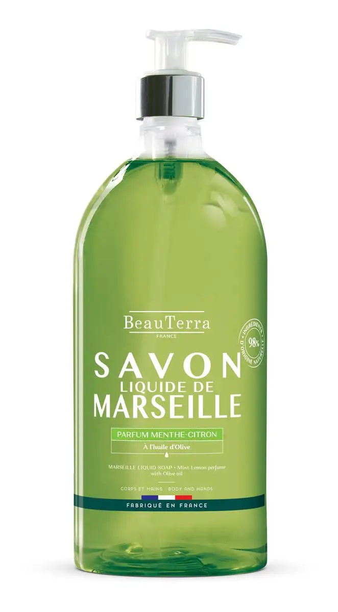 BeauTerra Marseille Liquid Soap Mint Lemon - 1000 ml.
