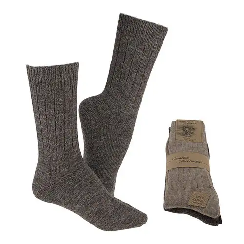 Alpaka Uldstrømper Brun & Beige Tynde 2-pak | Str. 35/38