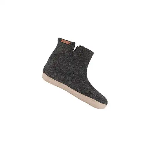 Uldstøvle m. Læder Sål Dark Grey | 44
