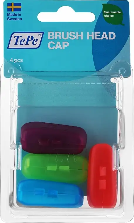 Tandbørstehætte, 4 stk., grøn + blå + rød + lilla 29557363