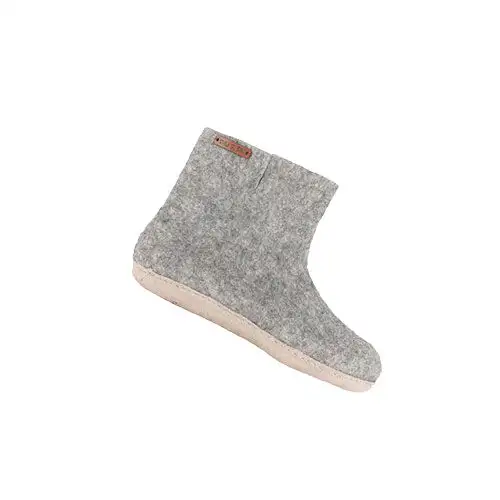 Uldstøvle m. Læder Sål | Light Grey 45