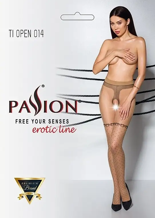 Strømpebukser erotisk udskæring Tiopen 014, 20 Den, beige 92254475