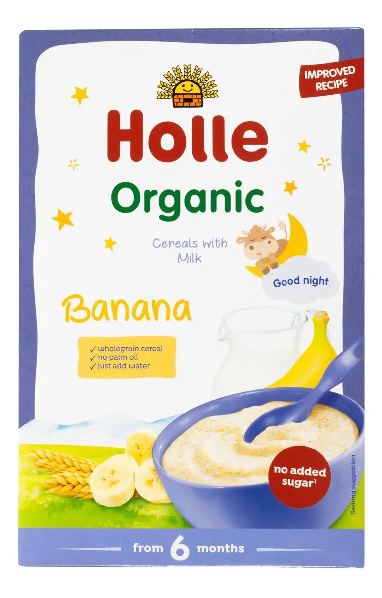 Holle Fuldkornsgrød med mælk og banan Ø - 250 g.