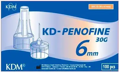 KD-Penofine Penkanyle 30G 0.30 x 6 mm, Turkis - 100 stk.