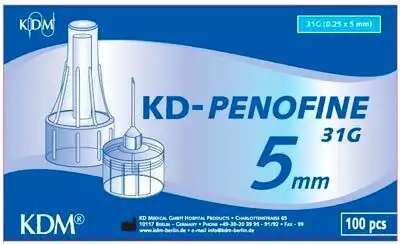 KD-Penofine Penkanyle 31G 0.25 x 5 mm, Lyslilla - 100 stk.