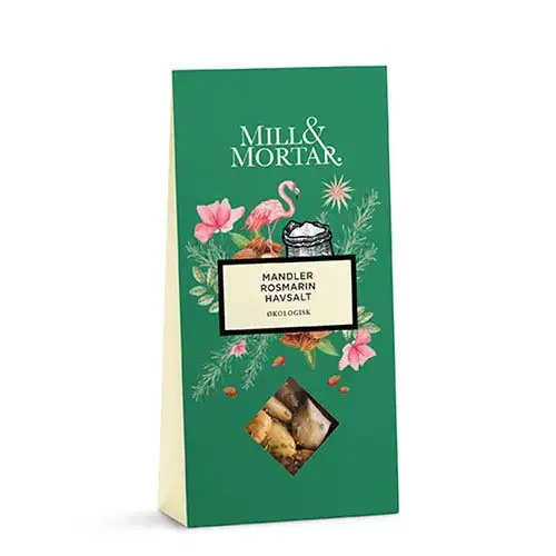 Mill & Mortar - økologiske mandler m. rosmarin & havsalt - 100 g.