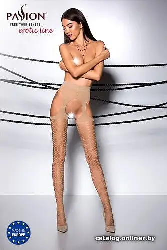 Erotiske strømpebukser med hul 'Tiopen 004', 40 Den, beige 56063514