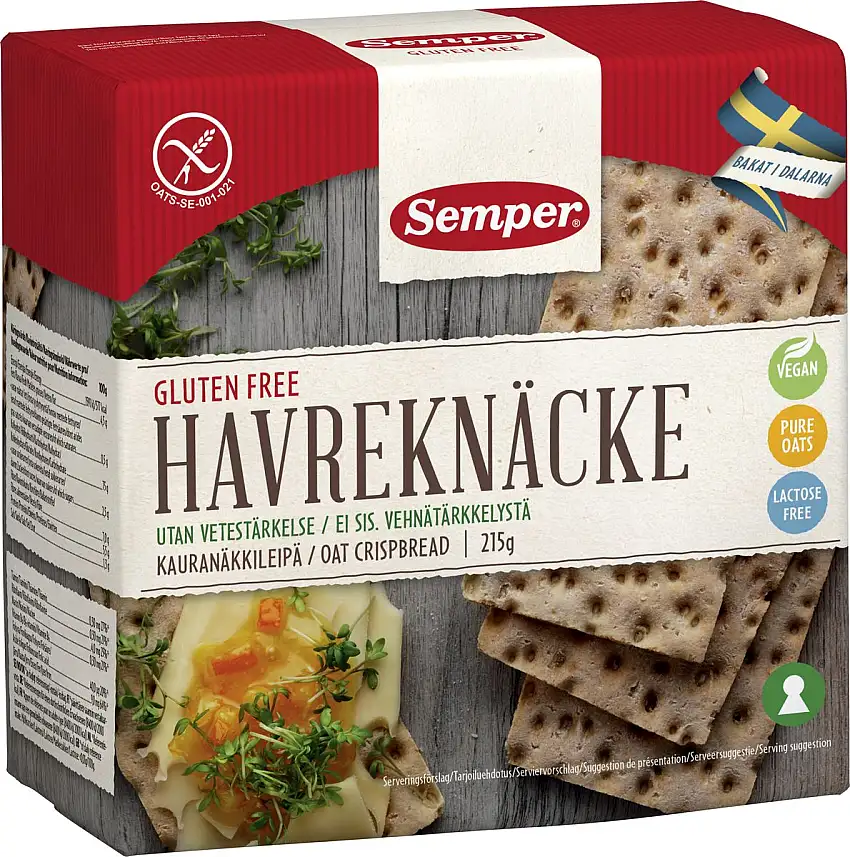 Semper Havre Knækbrød Glutenfri - 215 g.