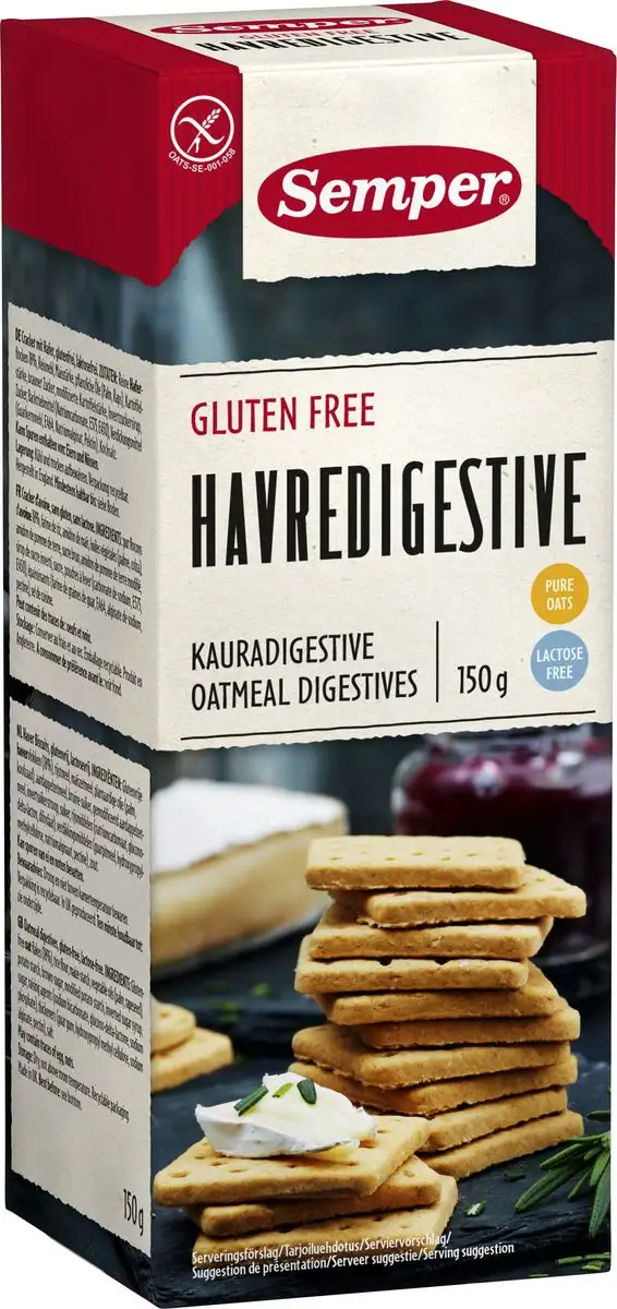 Semper Havrekiks Digestive Glutenfri - 150 g.