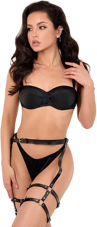 Øko-læder strømpebånd 'Red Room', sort 53823567