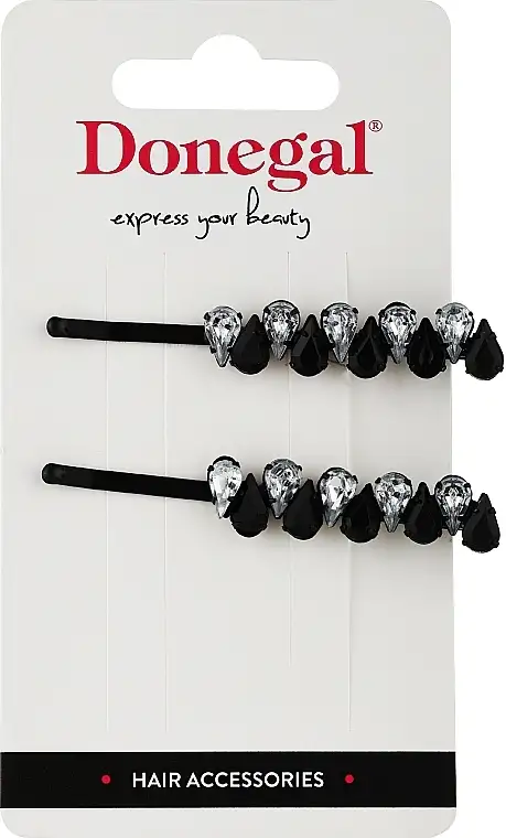 Hårnåle FA-5693+1, sorte med sølv- og sorte sten 16659427