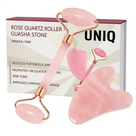 UNIQ Jade Roller + Guasha Sten (Pink)