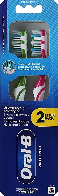 Tandsæt med mellemhård børste, grøn + pink 82931198