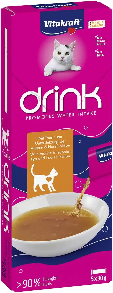 Vitakraft Cat Drink m. Kylling-smag og Taurin - 5x30 g.