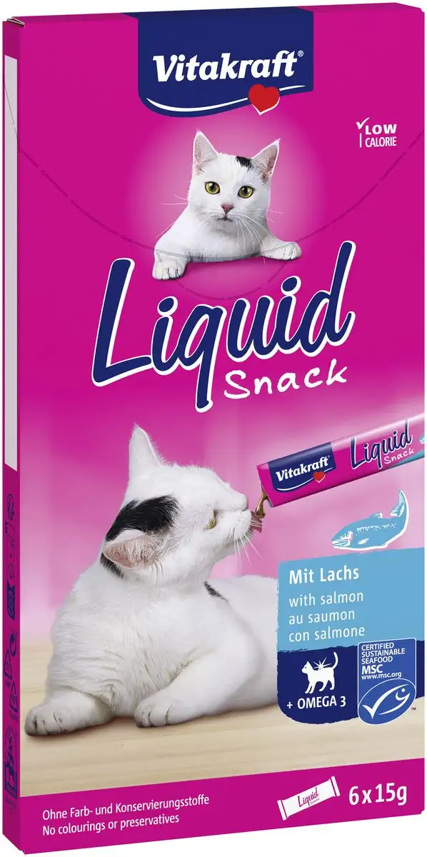Vitakraft Cat Liquid-Snack, Laks Omega 3 - 90 g.