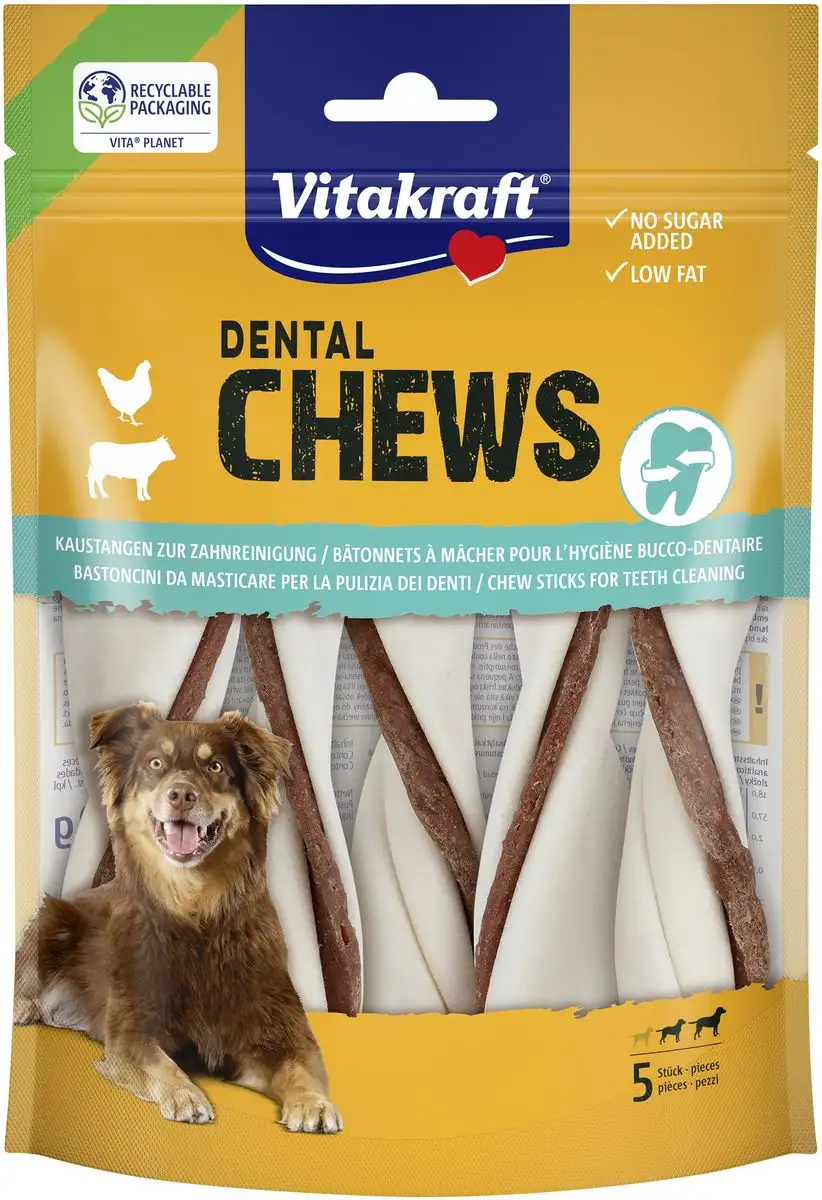 Vitakraft DENTAL CHEWS tyggepinde med kyllingefyld, M - 150 g.