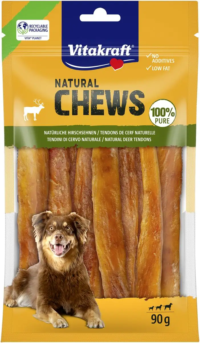 Vitakraft NATURAL CHEWS hjortesener, tørret - 90 g.