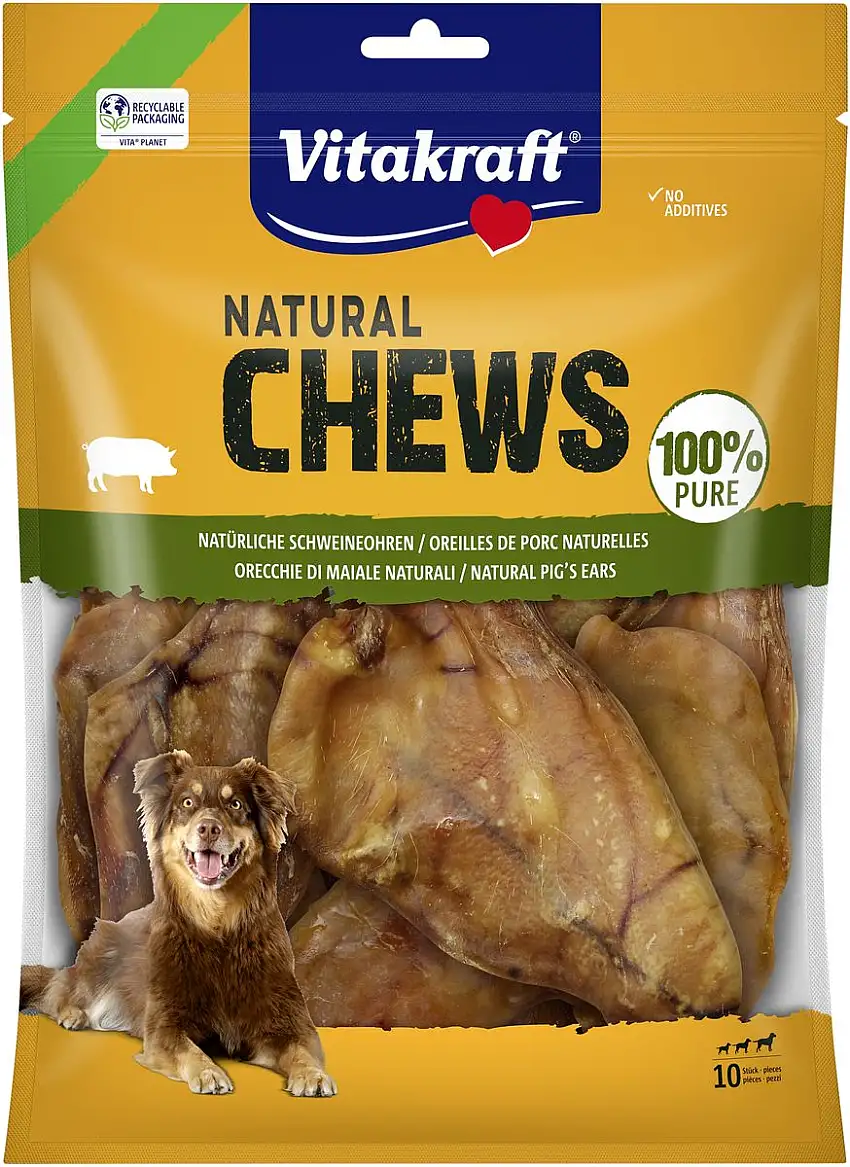 Vitakraft NATURAL CHEWS Tørrede griseører - 220 g.